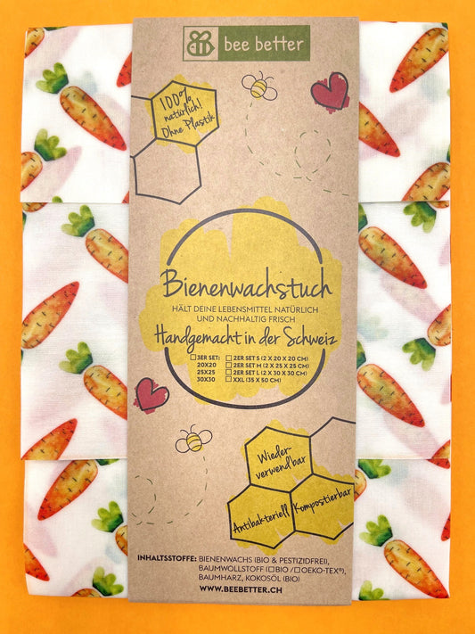 Bienenwachstuch 3er Set - Rüebli