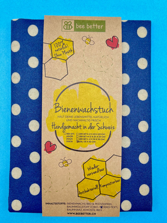 Bienenwachstuch Brottuch - Pünktchen blau