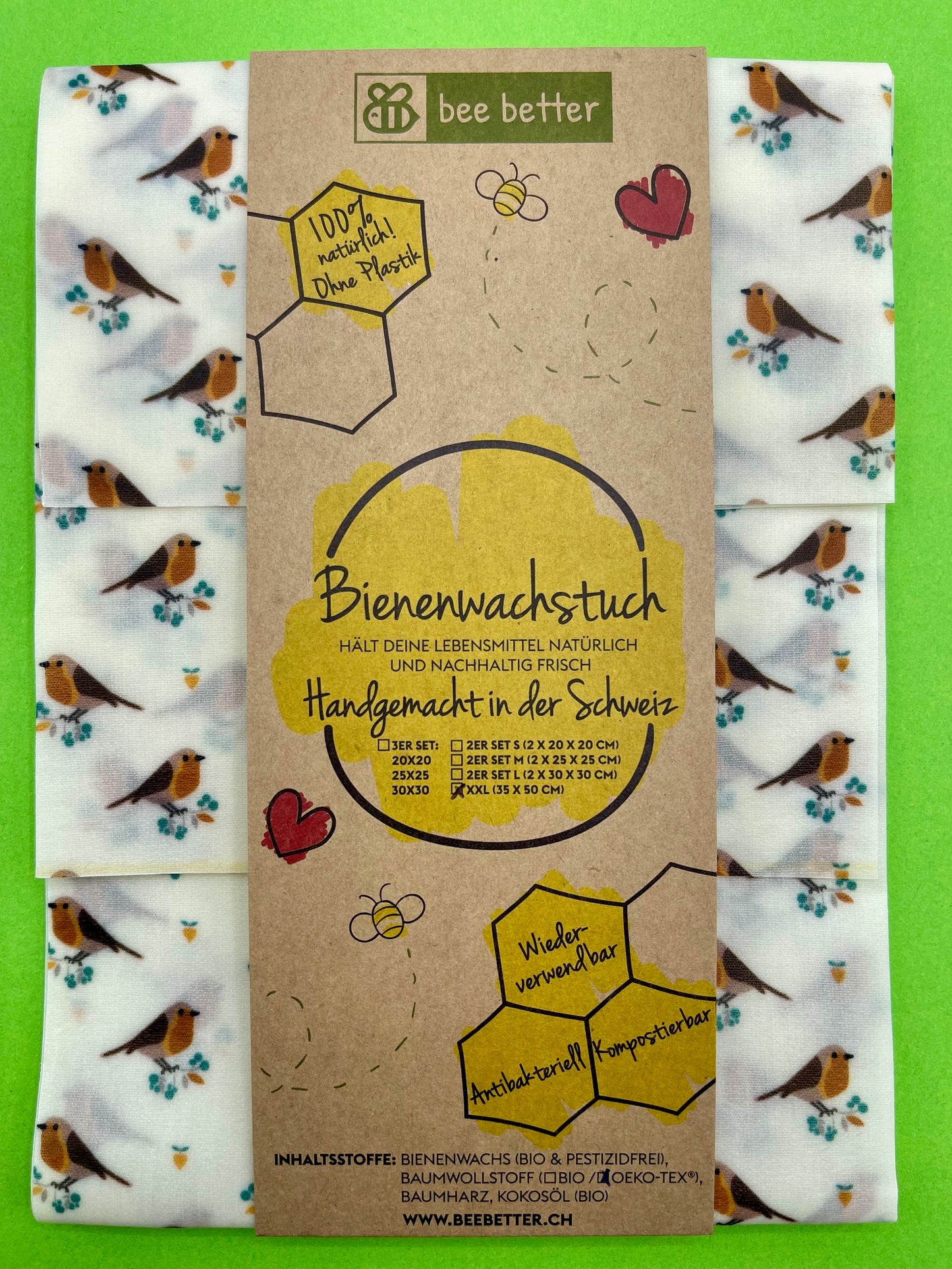 Bio Bienenwachstuch 3er Set - Rotkählchen