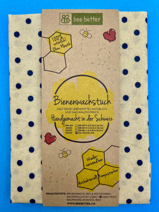 Bienenwachstuch Brottuch - blaue Punkte