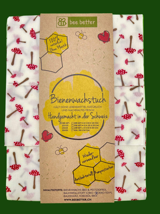 Bienenwachstuch 3er Set - Fliegenpilze