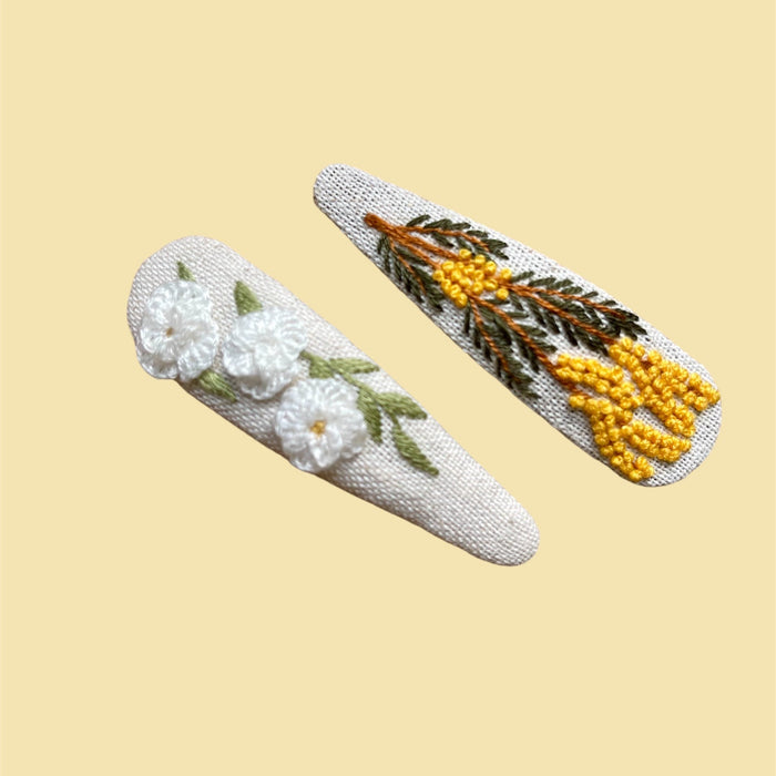Handbestickte Haarspangen Wildblume - 2er Set