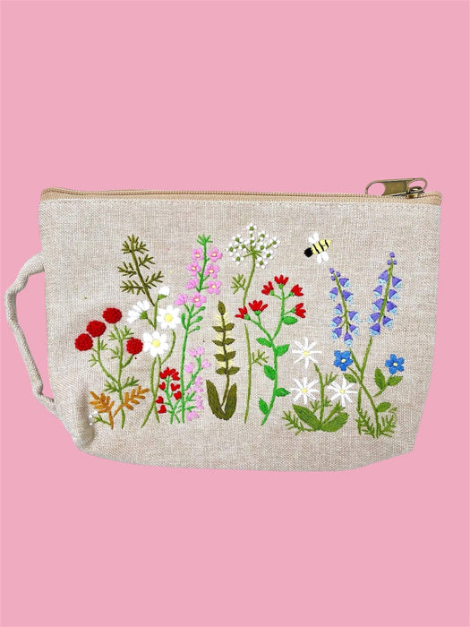 Set Einkaufstasche & Täschli Blumenwiese – Bestickte Stofftasche aus Baumwolle