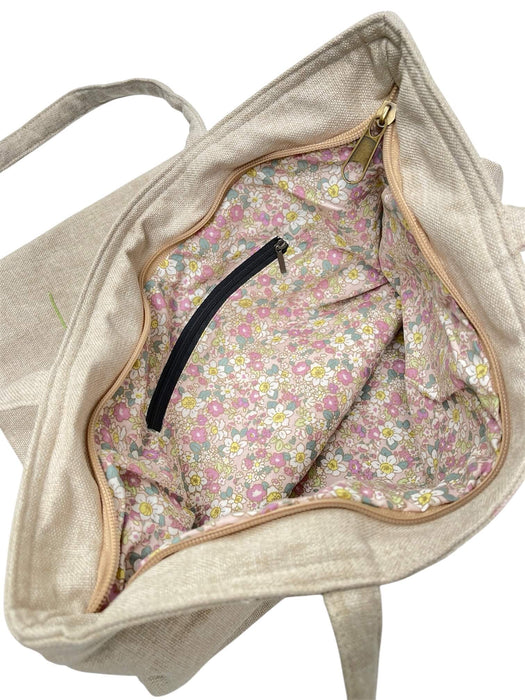 Set Einkaufstasche & Täschli Lavendelblüte – Bestickte Stofftasche aus Baumwolle