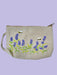 Handbestickte Kosmetiktasche aus Baumwolle mit Lavendelblüten-Motiv und Reissverschluss