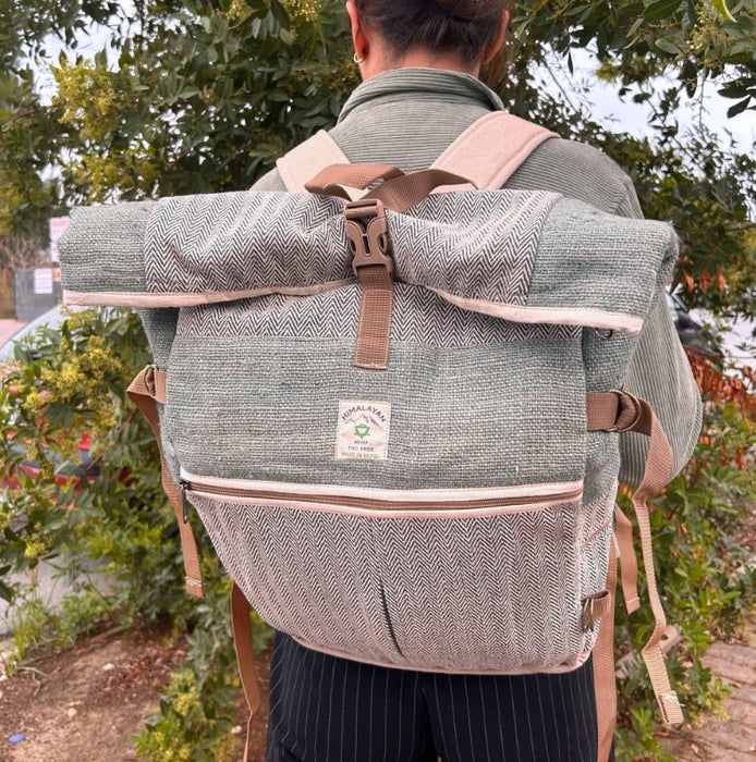 NaturPur Trekking-Rucksack aus Hanf – Salbei