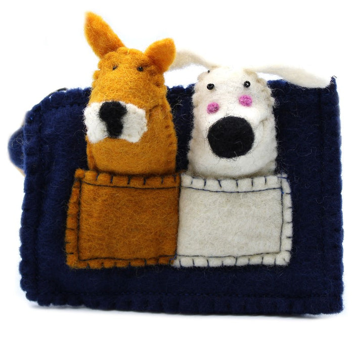 Filz Täschchen mit Fingerpuppen – Niedliche Hunde