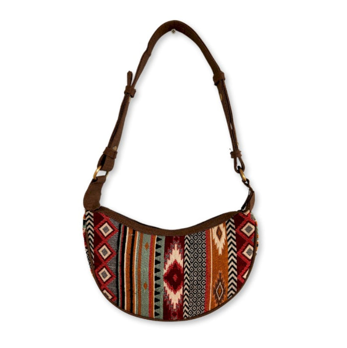 Jacquard Hobo Bag – Braun / Boho Muster