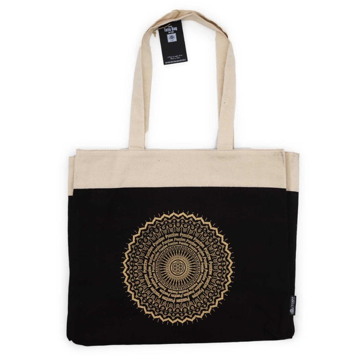 Oversized Tote Bag – Chocolate Stonewash Mandala