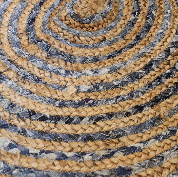 Runder Teppich aus Jute & recyceltem Denim – 90 cm