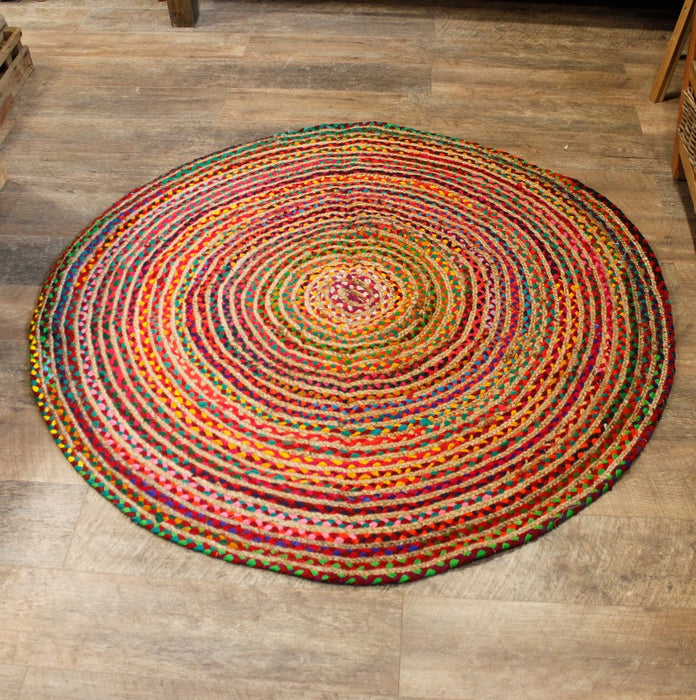 Runder Jute- und Baumwollteppich – 120 cm aus Recyclingstoffen