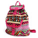 Jacquard Rucksack in Pink aus gewebtem Stoff mit Innen- und Aussentasche