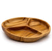 Handgefertigte Teakholz Schale mit drei Fächern und natürlicher Maserung