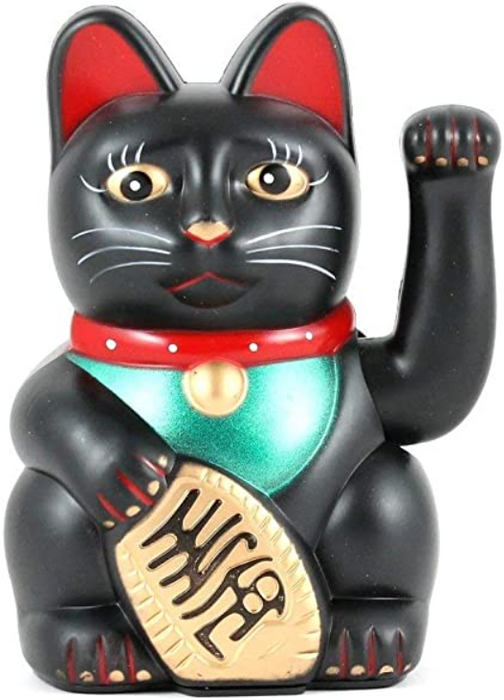 Glückskatze winkend 15 cm – Money Cat Schwarz | Symbol für Glück & Wohlstand