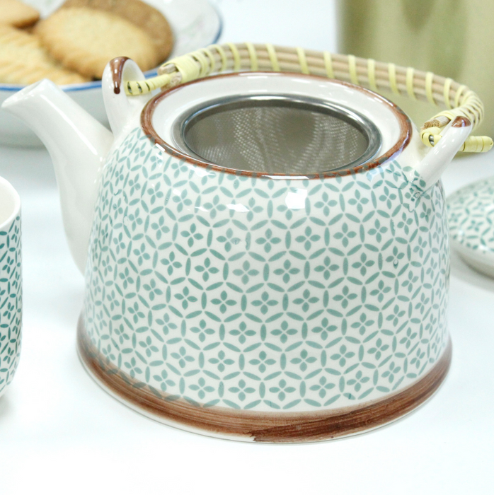 Teekannen-Set mit Tassen – Green Mosaic