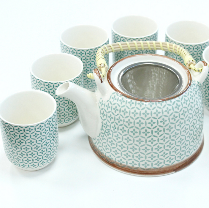 Teekannen-Set mit Tassen – Green Mosaic