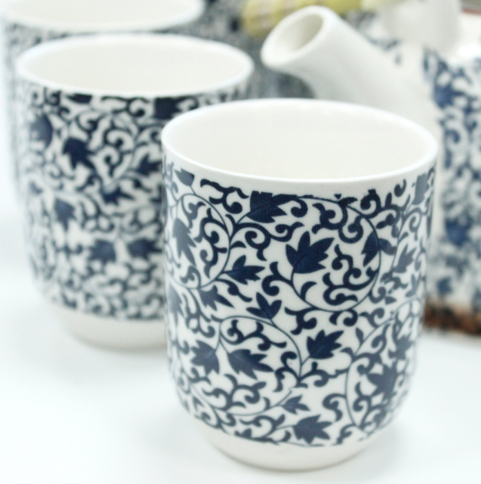 Teekannen-Set mit Tassen – Blue Pattern