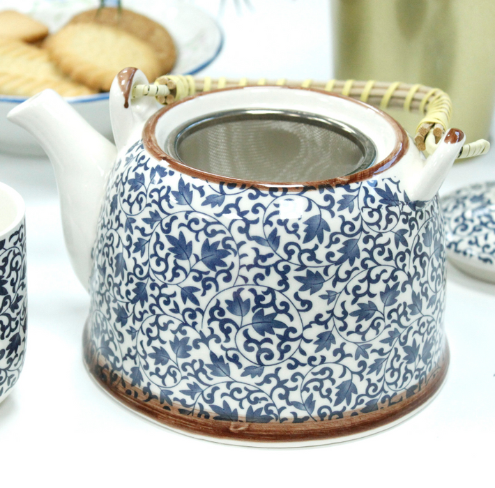 Teekannen-Set mit Tassen – Blue Pattern
