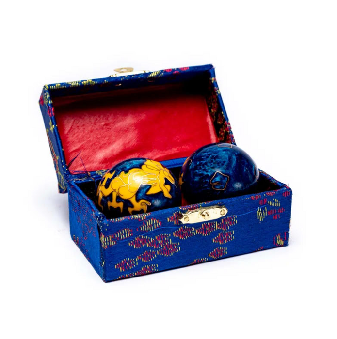 Klangkugeln „Yellow Dragon“ – Set aus zwei Kugeln (Ø 4cm)