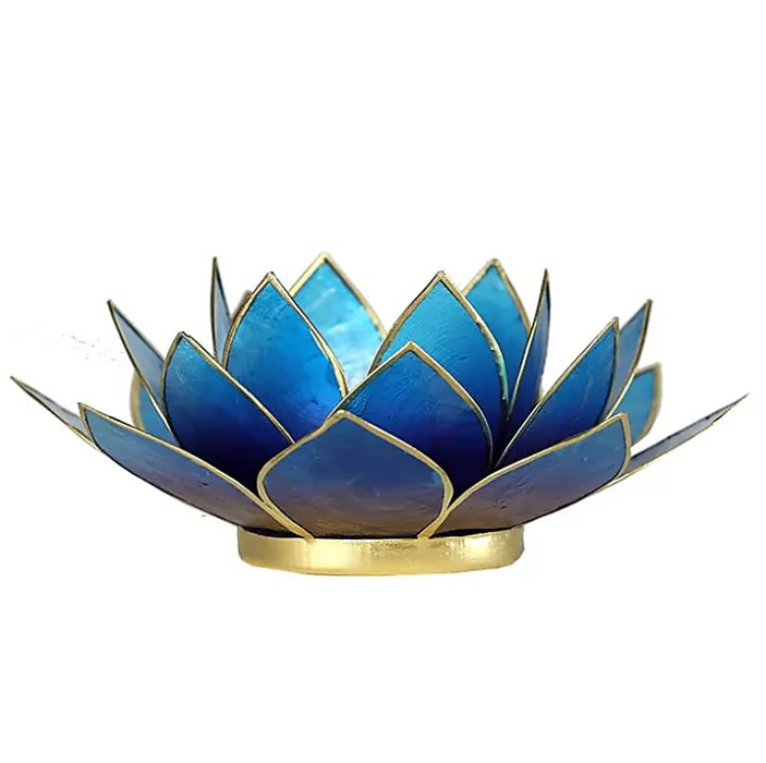 Lotus Kerzenhalter aus Capiz Muschel - violett, blau