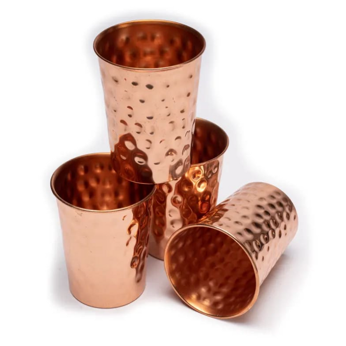 4er Set Kupferbecher – Gehämmerte Oberfläche (250ml)