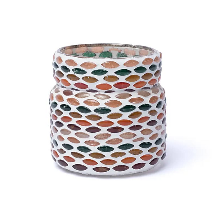 Mosaik Teelichthalter aus Glas – Warme Farbnuancen