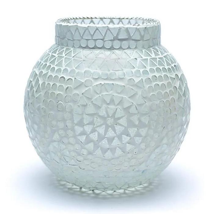 Mosaik Teelichthalter aus Glas – Weiss