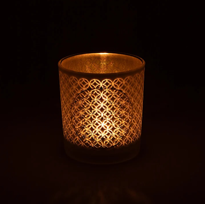 Blume des Lebens Teelichthalter - Frosted Metallic