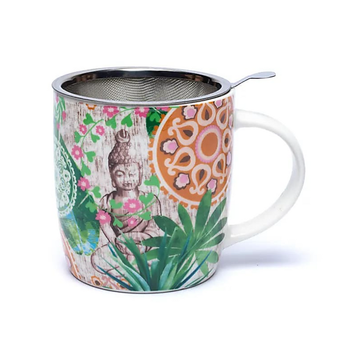 Teetasse mit Teesieb aus Edelstahl – Buddha Paradies