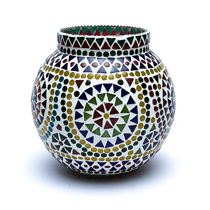 Mosaik Teelichthalter aus Glas – Multicolor