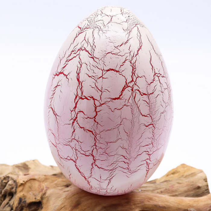 DriftGlow Tischlampe – Fire Egg Orange auf Treibholz