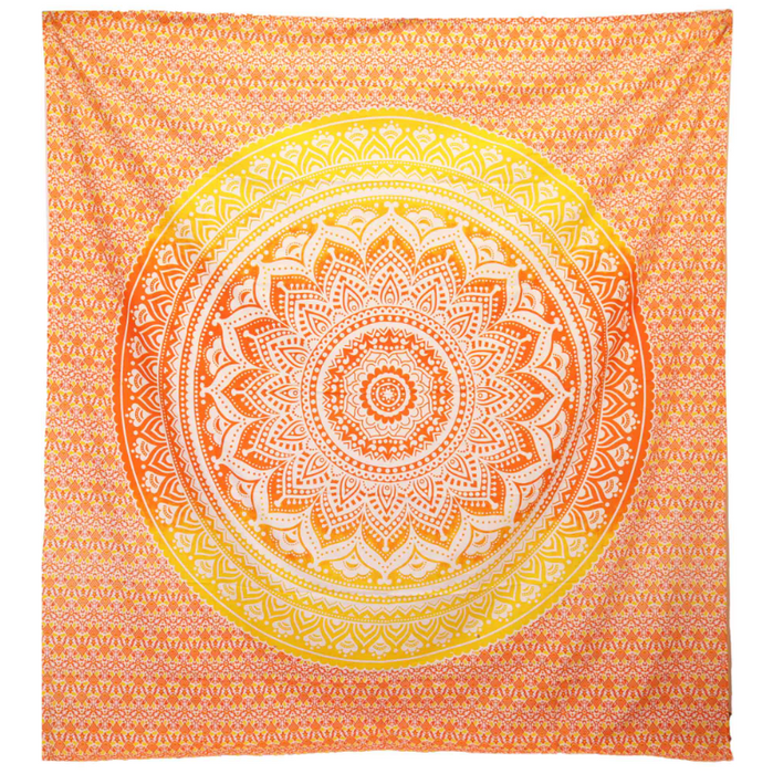 Mandala Wandtuch Orange – Boho Wanddeko & Strandtuch