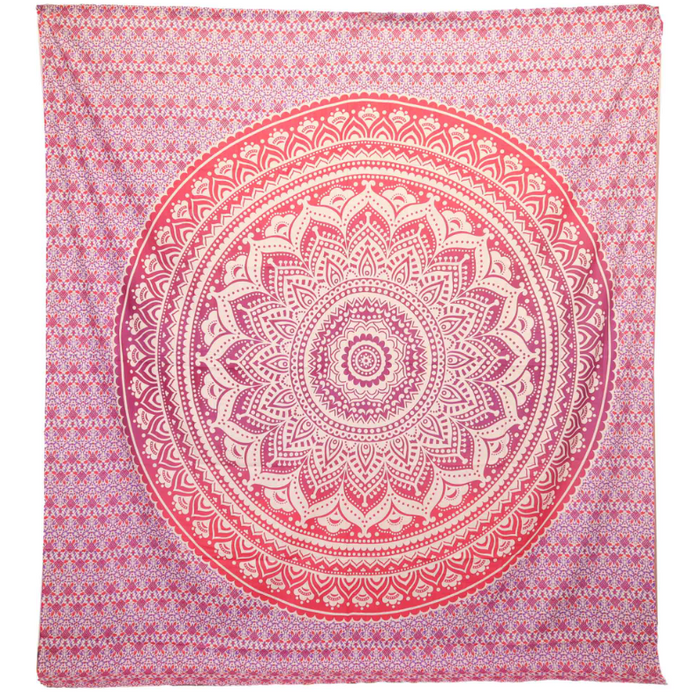 Mandala Wandtuch Rosa – Boho Wanddeko & Strandtuch