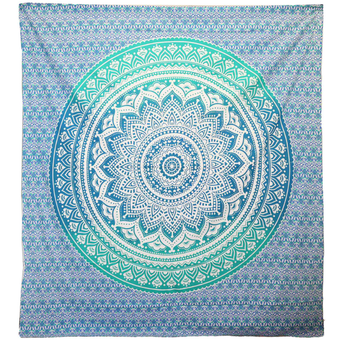 Mandala Wandtuch Grün – Boho Wanddeko & Strandtuch