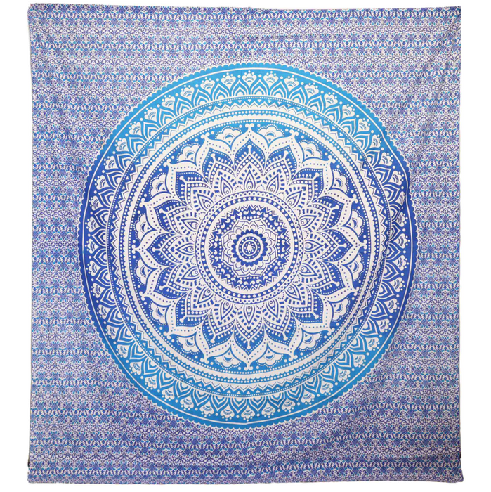 Mandala Wandtuch Blau – Boho Wanddeko & Strandtuch