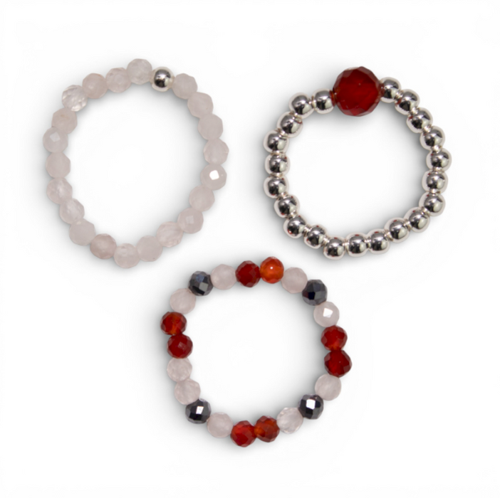 Edelstein Ring Set (3er Set) – Liebe & Feuer