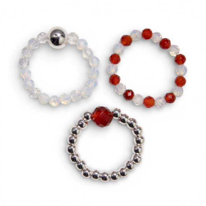 Edelstein Ring Set (3er Set) – Blutmond