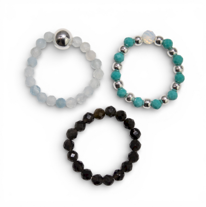 Edelstein Ring Set (3er Set) – Unendlicher Ozean