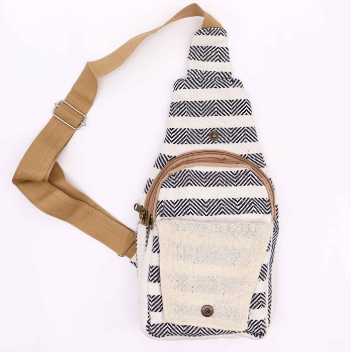 Crossbody Tasche aus Naturbaumwolle – Black & White | Minimalistische Umhängetasche