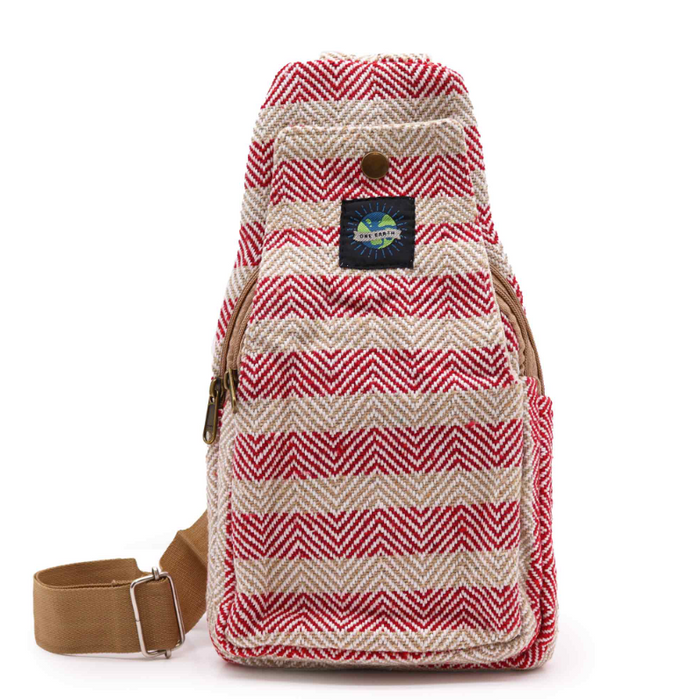 Crossbody Tasche aus Naturbaumwolle – Tan & Pink | Leichte Umhängetasche für Alltag & Freizeit
