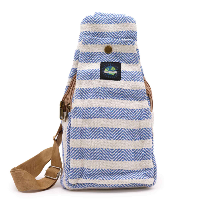 Crossbody Tasche aus Naturbaumwolle – Blue & White | Maritime Umhängetasche leicht & praktisch