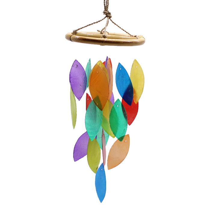 Regenbogen Blatt Mobile aus Bambus – Handgemachte Hängedeko Boho Stil