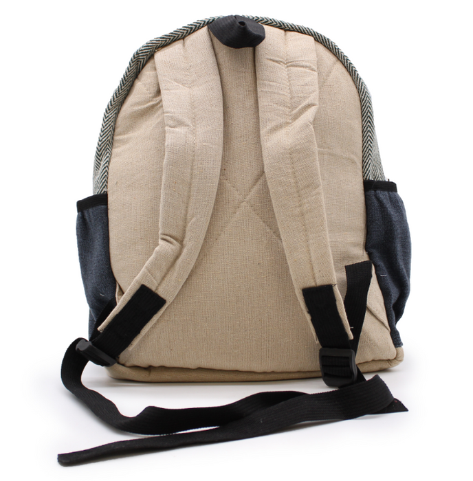 Hanf Rucksack klein – mit Taschen & Seilverschluss aus Nepal
