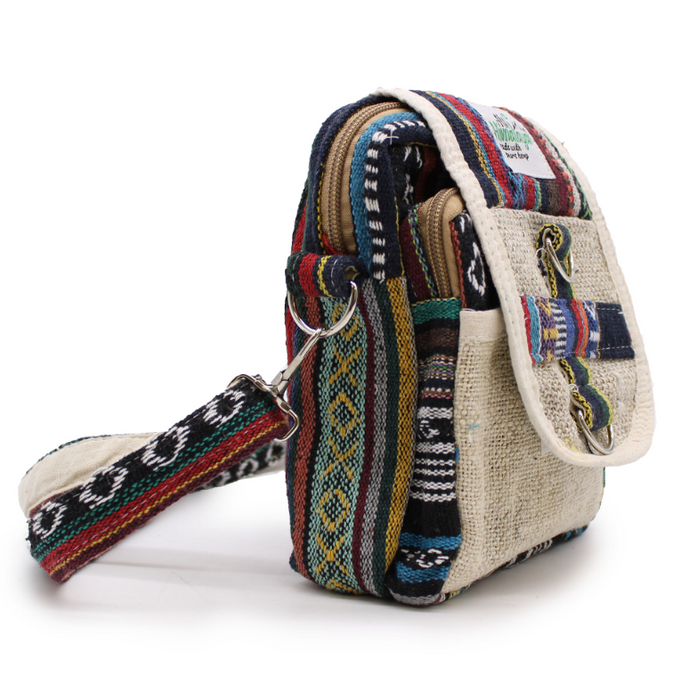 Hanf Umhängetasche klein – Crossbody Tasche aus Nepal