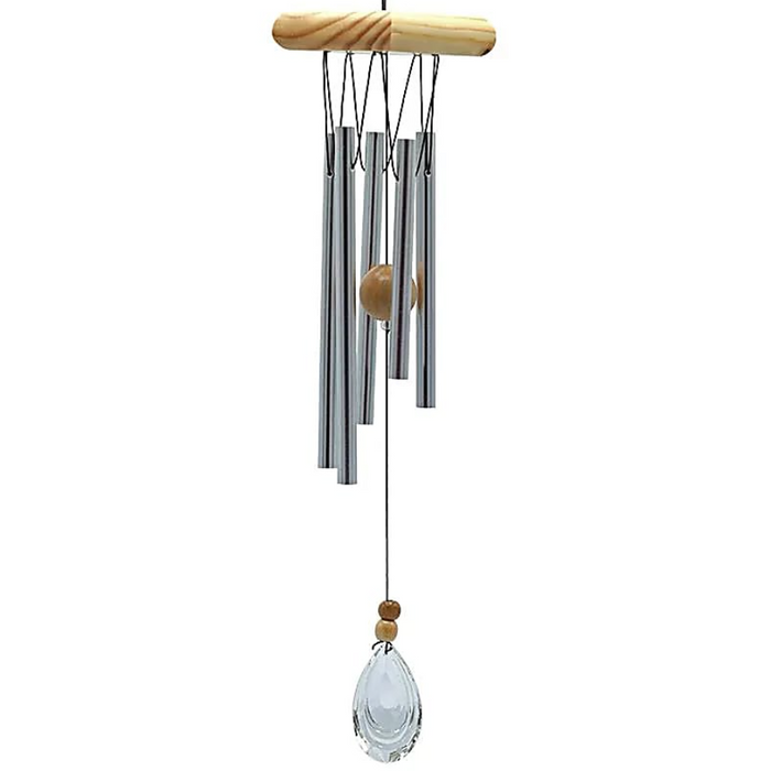 Klangspiel mit Glasanhänger – Windspiel mit 5 Stäben & Holz