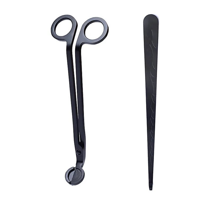 Kerzendochtschneider & Kerzenlöscher Set – schwarz aus Edelstahl
