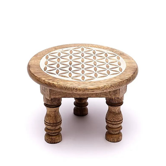 Holztisch Mangoholz mit Blume des Lebens – dekorativer Tisch