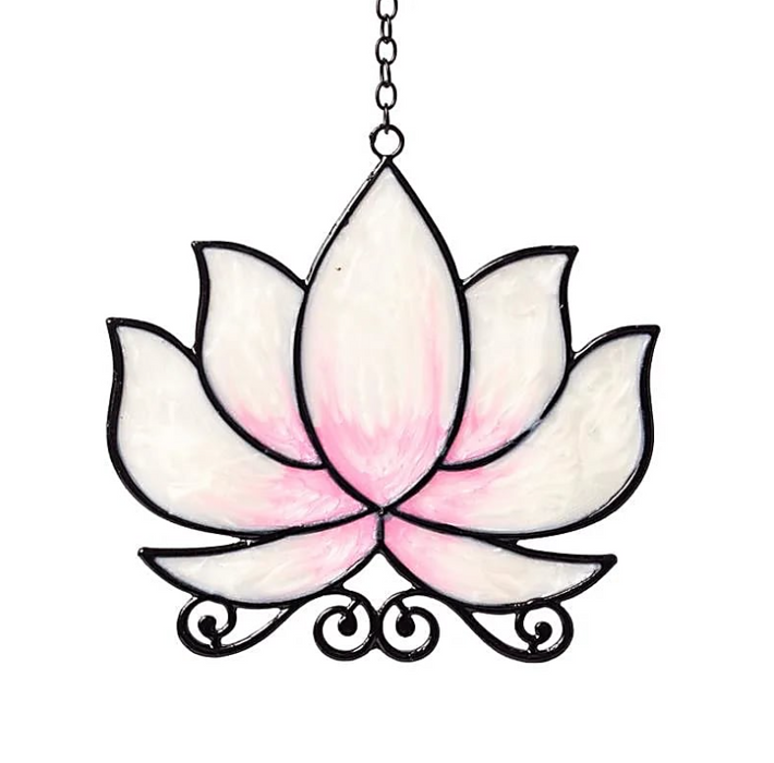 Fensterhänger Lotus weiss – zartes Lichtspiel aus Glas