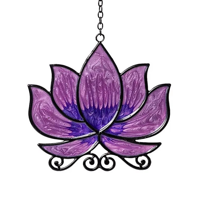 Fensterhänger Lotus lila – zartes Lichtspiel aus Glas