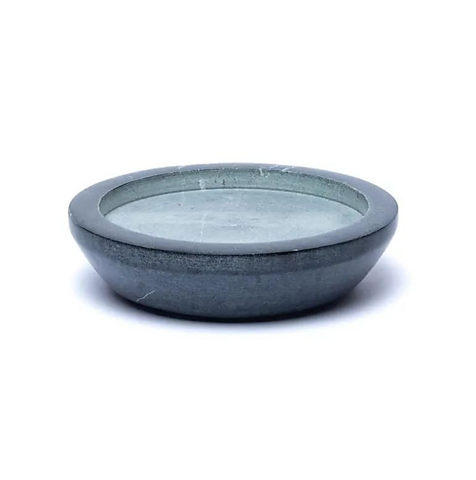 Kerzenhalter Speckstein grau rund – 9.5 cm